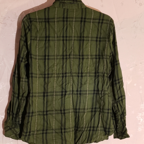 Confess Olive Plaid Button Down - Picture 3 of 3
